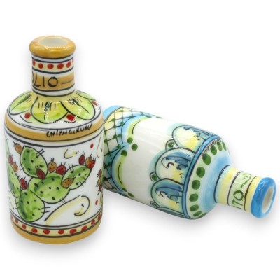 Caltagirone ceramic oil bottle, h 14 x Ø 7 cm approx. (1pc) decoration, colour and model random - 