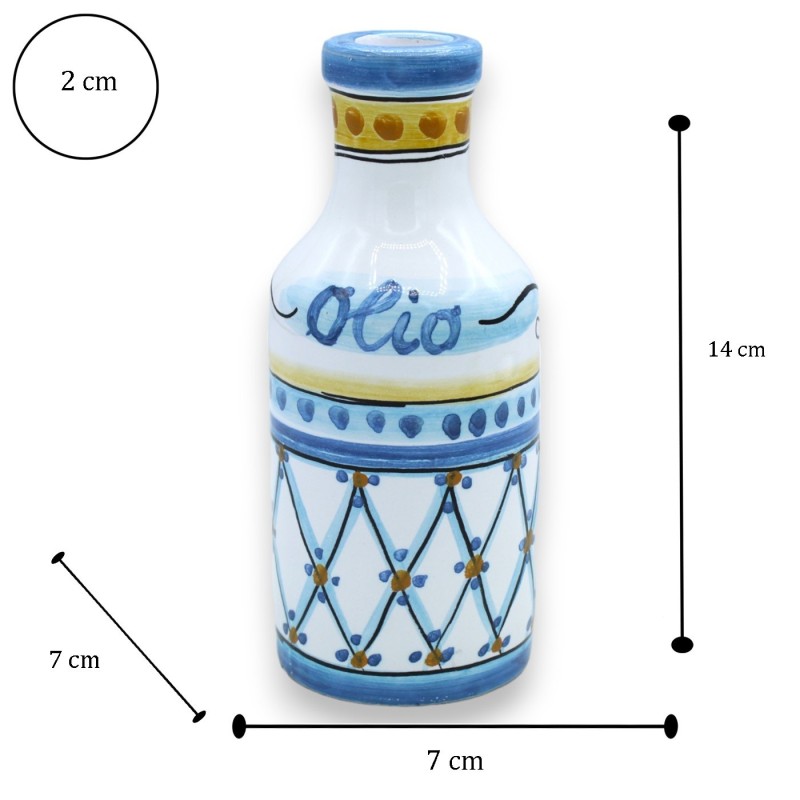 Caltagirone ceramic oil bottle, h 14 x Ø 7 cm approx. (1pc) decoration, colour and model random - 