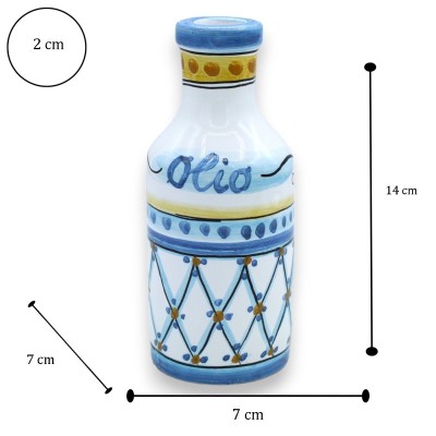 Caltagirone ceramic oil bottle, h 14 x Ø 7 cm approx. (1pc) decoration, colour and model random - 