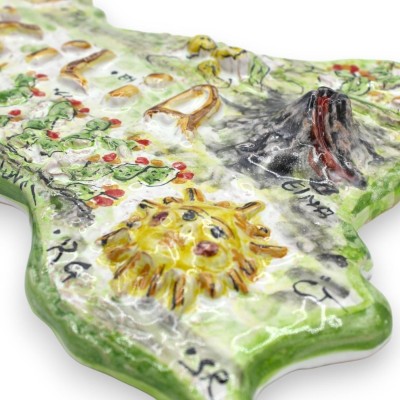 Sicily hanging ceramic Caltagirone, L 34 x 23 cm approx. (1pc) embossed decorations, random decoration and colour - 