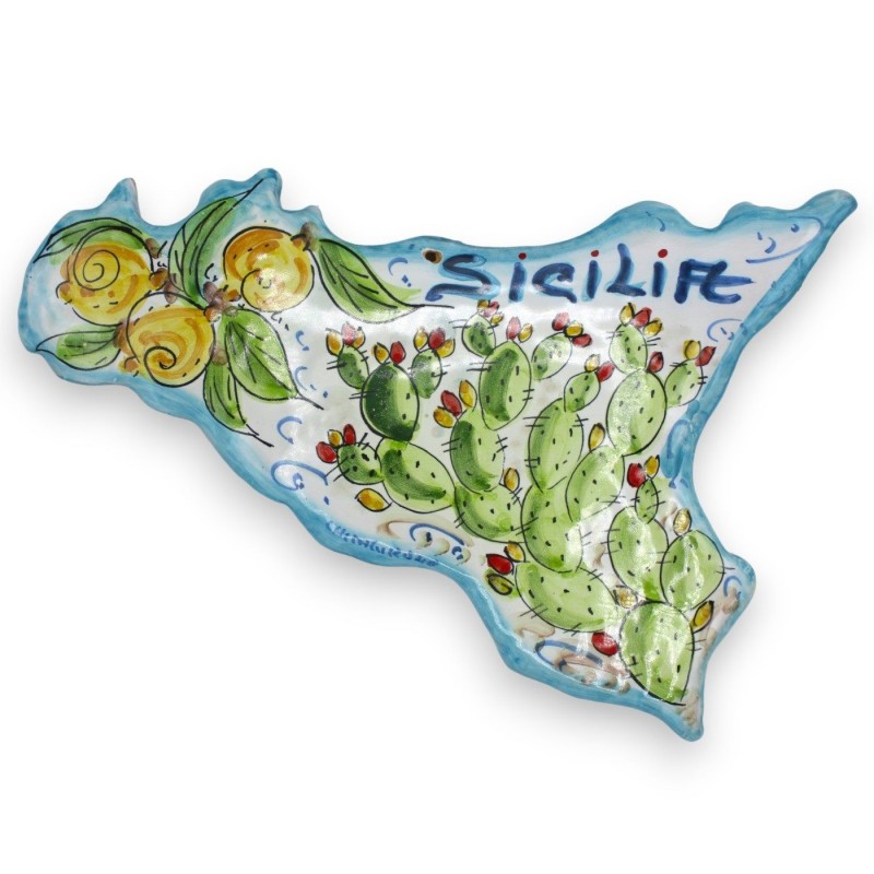 Siciliens hängande keramik Caltagirone, L 34 x 23 cm ca. (1st) Slät modell, slumpmässig dekoration och färg - 
