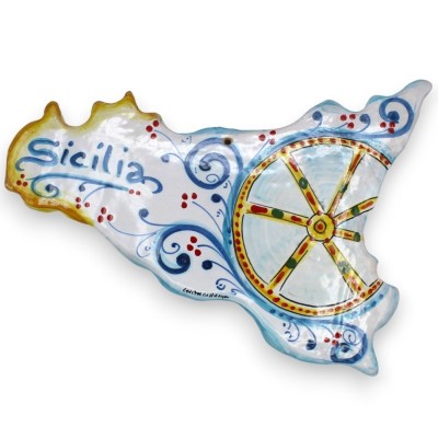 Siciliens hängande keramik Caltagirone, L 34 x 23 cm ca. (1st) Slät modell, slumpmässig dekoration och färg - 