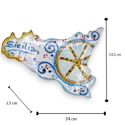 Siciliens hängande keramik Caltagirone, L 34 x 23 cm ca. (1st) Slät modell, slumpmässig dekoration och färg - 
