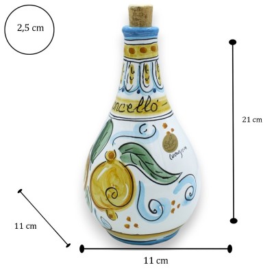 Butelka Limoncello z ceramiki Caltagirone, z dwiema opcjami modelu (1 szt.) z dekoracją i losowym kolorem - 