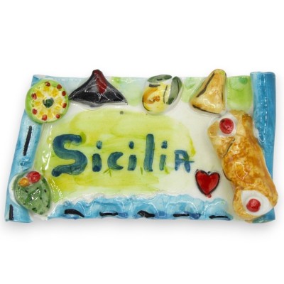 Ímã gigante, cerâmica de Caltagirone, formato de pergaminho, C 13 x 7 cm aprox. (1 unidade) aplicações de elementos sici