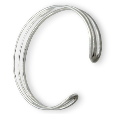 Handcrafted Rigid and Adjustable 925 Silver Bracelet L approx. 17 cm. Triple band model - 