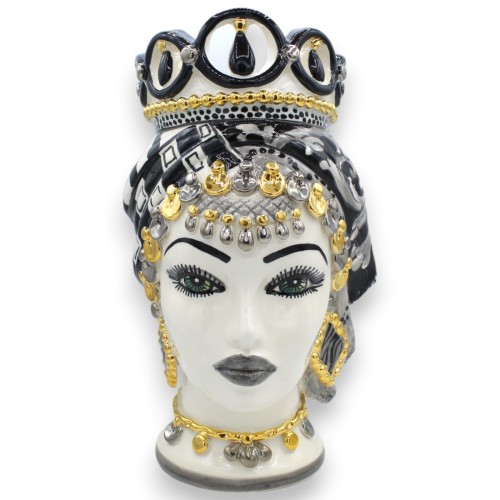 Cabezas de moro siciliano (1 pieza) h aprox. Cerámica Caltagirone, decoración moderna, esmalte en oro puro de 24k, marró 2