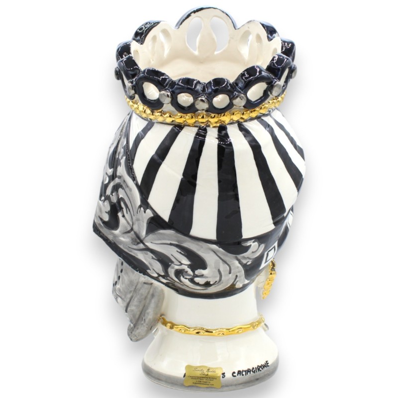 Siciliaanse Moorkoppen (1st) h ca. 32 cm Caltagirone keramiek, moderne decoratie, 24-karaats puur goud emaille, mat donk
