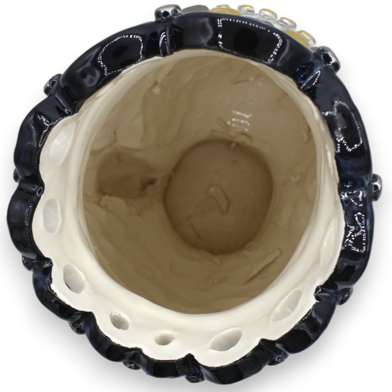 Siciliaanse Moorkoppen (1st) h ca. 32 cm Caltagirone keramiek, moderne decoratie, 24-karaats puur goud emaille, mat donk