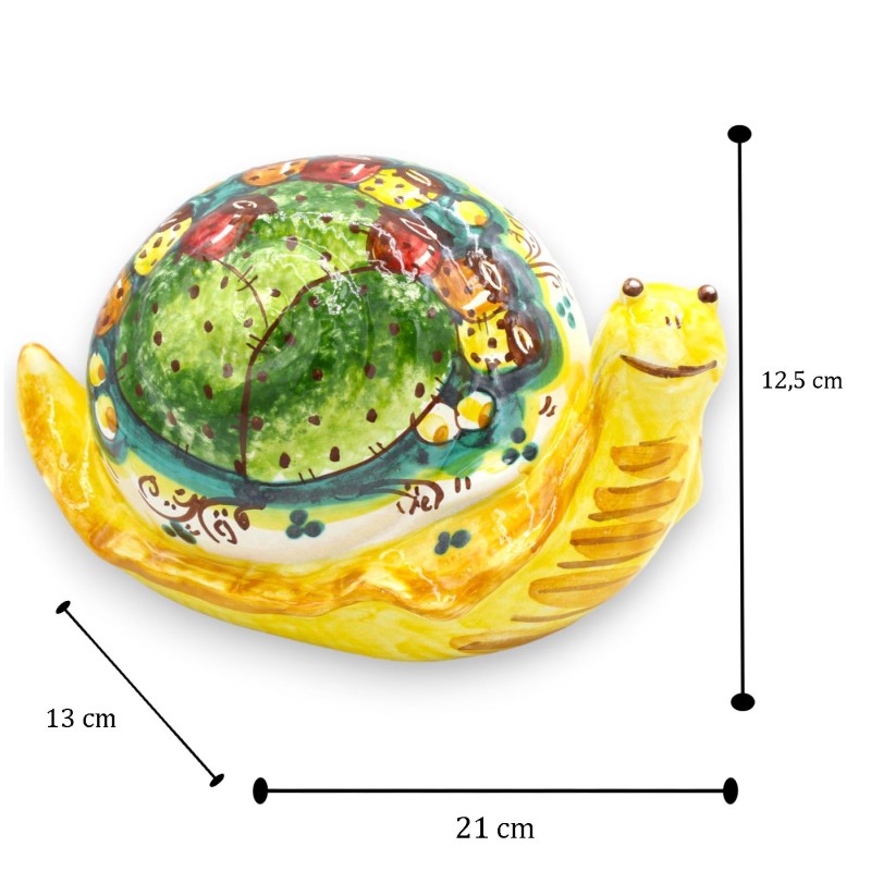 Caltagirone keramische reuzengeluksslak, ca. h 13 x 20 cm. Cactusvijgdecoratie - 