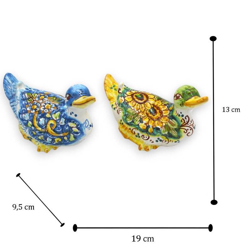 Le Ceramiche Del Re - Papera In Ceramica Decorativa A Testa In Giù Con Fiori, Fatta A Mano In Sicilia, Portafortuna