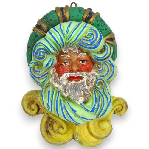 Volto di Saraceno da Appendere, in ceramica Siciliana, h 20 x 15 cm ca. - 