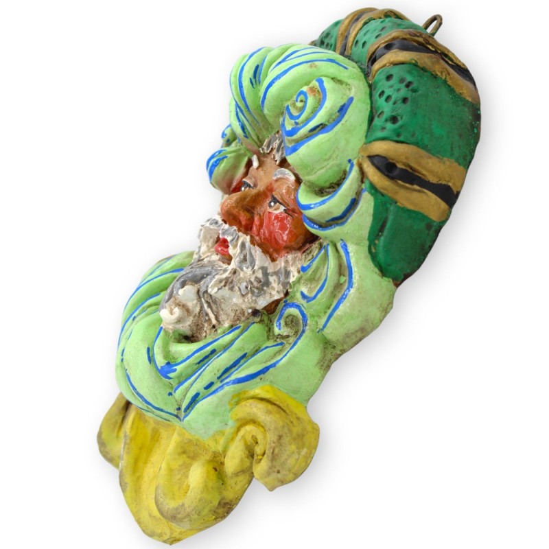 Volto di Saraceno da Appendere, in ceramica Siciliana, h 20 x 15 cm ca. - 