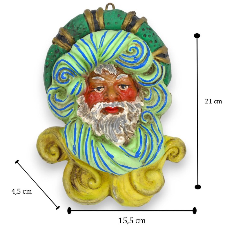Volto di Saraceno da Appendere, in ceramica Siciliana, h 20 x 15 cm ca. - 