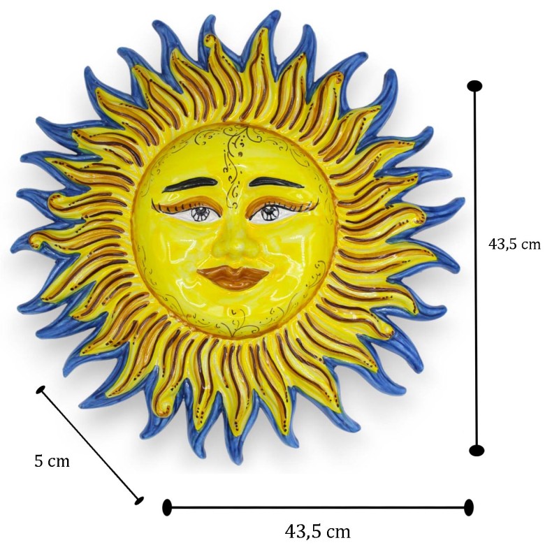 Promienne słońce z kolorowymi końcówkami, z ceramiki Caltagirone - Ø ok. 45 cm. różne opcje kolorystyczne (1 szt.) - 