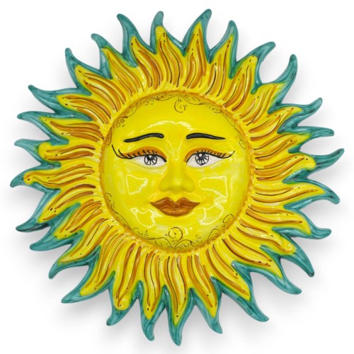 Strahlende Sonne mit farbigen Spitzen, aus Caltagirone-Keramik – Ø ca. 45 cm. verschiedene Farboptionen (1 Stück) -  2
