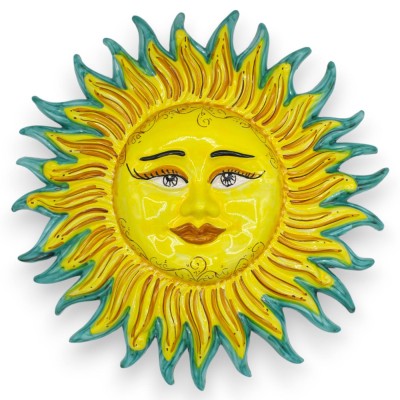 Strahlende Sonne mit farbigen Spitzen, aus Caltagirone-Keramik – Ø ca. 45 cm. verschiedene Farboptionen (1 Stück) - 