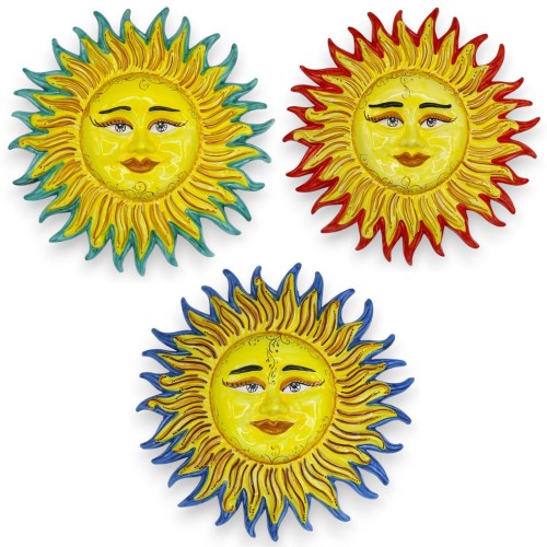 Strahlende Sonne mit farbigen Spitzen, aus Caltagirone-Keramik – Ø ca. 45 cm. verschiedene Farboptionen (1 Stück) - 