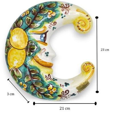 Luna da parete, in ceramica Caltagirone, h 23 cm ca. (1Unità) varie opzioni decoro - 
