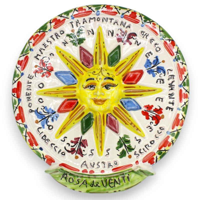 Windrose aus Caltagirone-Keramik – Höhe ca. 25 cm Mit drei Farboptionen (1 Stück) - 
