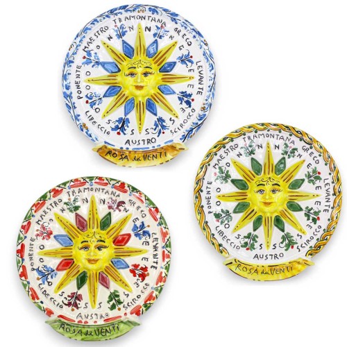 Caltagirone Ceramic Compass Rose - approx. 25 cm high. With three color options (1pc) - 