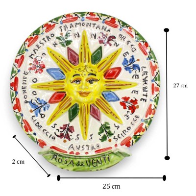 Windrose aus Caltagirone-Keramik – Höhe ca. 25 cm Mit drei Farboptionen (1 Stück) - 