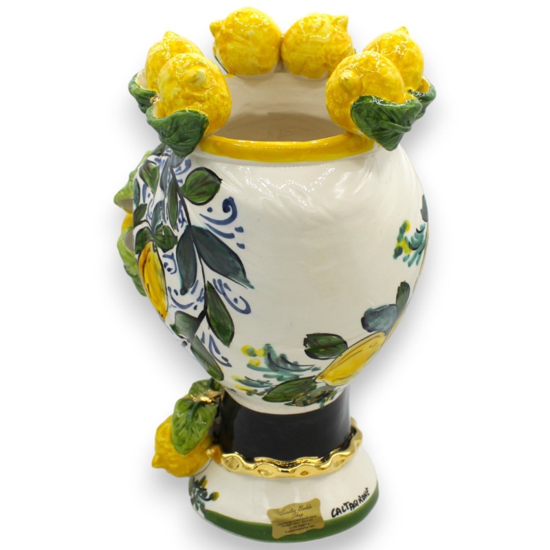 Têtes de lande sicilienne (1pc) h env. Céramique Caltagirone, émail or pur, décor citron et applications - 