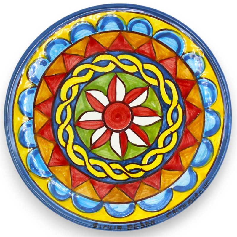 Ornamental plate in Caltagirone ceramic, Ø 20 cm approx. (1pc) Various decorations - 