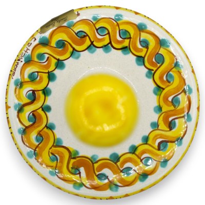 Porta rotolo da cucina in ceramica Caltagirone - h 30 e Ø 16 cm ca. decoro treccia e ficodindia - 