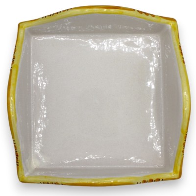 Square napkin holder, Caltagirone ceramic, L 20 x 20 cm approx. lemon decoration and blue background - 