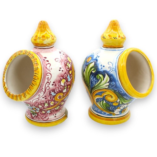 Typowa sycylijska solniczka z ceramiki Caltagirone, wysokość ok. 25 cm. różne możliwości dekoracji (1 szt.) - 