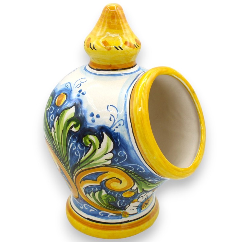 Tipica saliera Siciliana in ceramica di Caltagirone h 25 cm ca. varie opzioni decoro (1Unità) - 