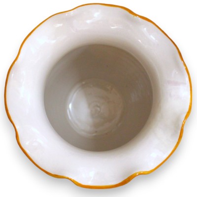 Glasvase mit Wellenschliff, ca. H 40 x Ø 28 cm. Caltagirone-Keramik mit barockem Mehrfarben- und Zopfdekor - 