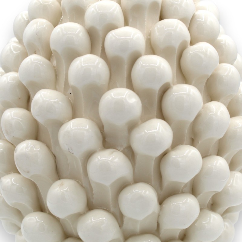 Pigna Siciliana in Ceramica Caltagirone con opzione h 25 cm o h 30 cm ca. (1pz) Bianco con gambo decoro barocco - 