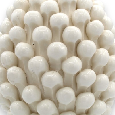 Pigna Siciliana in Ceramica Caltagirone con opzione h 25 cm o h 30 cm ca. (1pz) Bianco con gambo decoro barocco - 