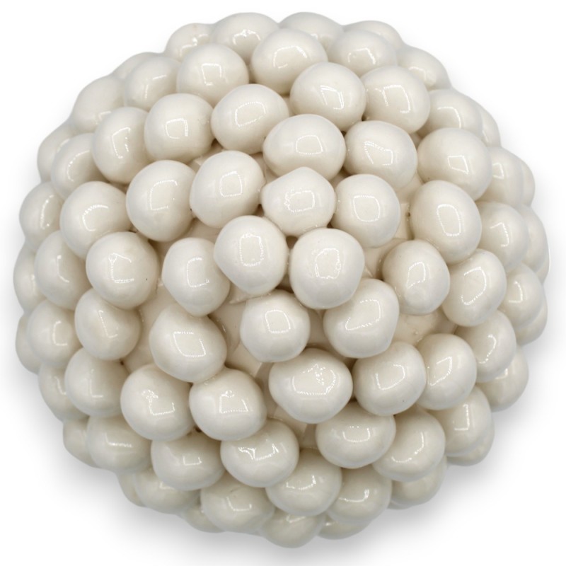 Pigna Siciliana in Ceramica Caltagirone con opzione h 25 cm o h 30 cm ca. (1pz) Bianco con gambo decoro barocco - 