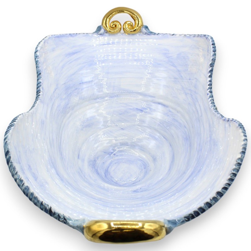 Centerpiece with handles, in Caltagirone ceramic, L 55 x h 30 cm approx. Modern decoration with 24k pure gold enamel - 