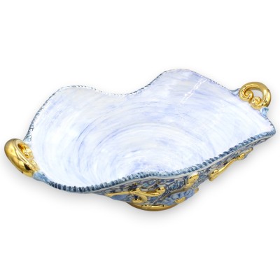 Peça central com alças, em cerâmica Caltagirone, C 55 x aprox. 30 cm. Decoração moderna com esmalte em ouro puro 24k - 