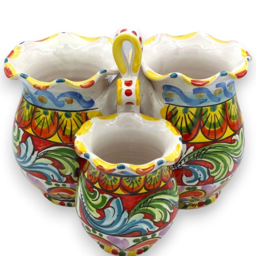 Tris aus Caltagirone-Keramik-Schöpfkellenhalter, H ca. 20 x 24 cm. Mehrfachdekoration und Mehrfarben - 