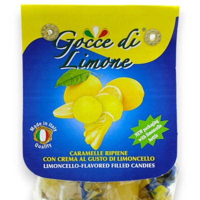 Hartbonbons mit Limoncello-Füllung, 120 g + 30 ml Flasche Limoncello - 