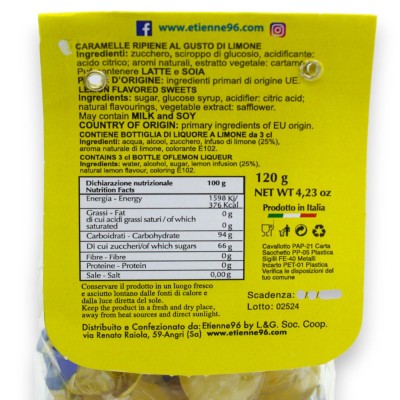 Cukierki twarde z nadzieniem Limoncello, 120 g + butelka 30 ml Limoncello - 