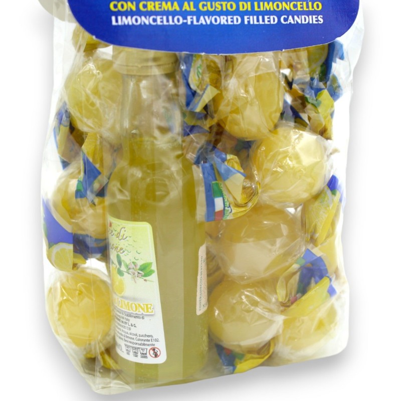 Cukierki twarde z nadzieniem Limoncello, 120 g + butelka 30 ml Limoncello - 