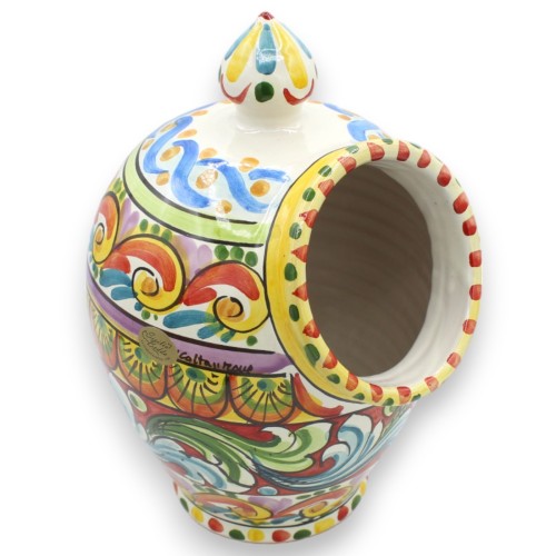 Typowa sycylijska solniczka z ceramiki Caltagirone, wysokość ok. 25 cm. Wielokolorowe i wielokolorowe -  2