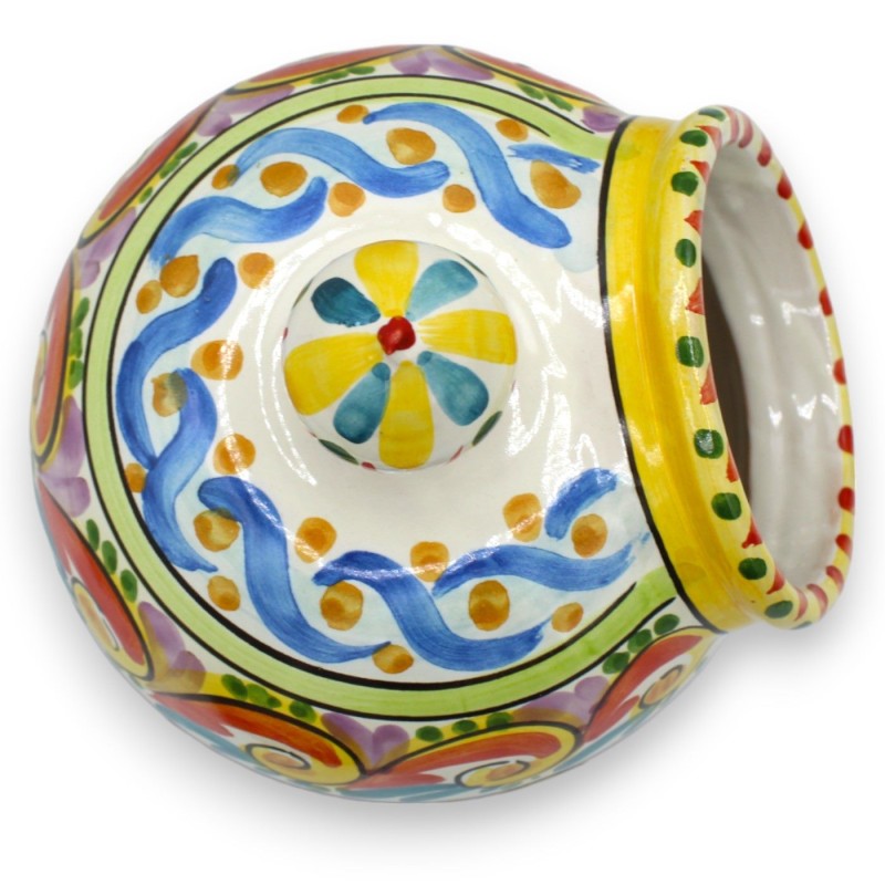 Typisk siciliansk saltkar i Caltagirone keramik, ca 25 cm hög. Multi dekoration och mångfärgad - 
