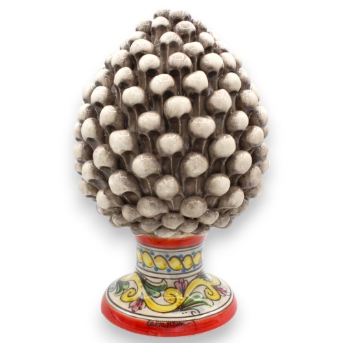 Pomme de Pin Sicilienne Caltagirone Céramique, Blanc Antique, deux options de taille (1pc) Décoration baroque et fleurs 