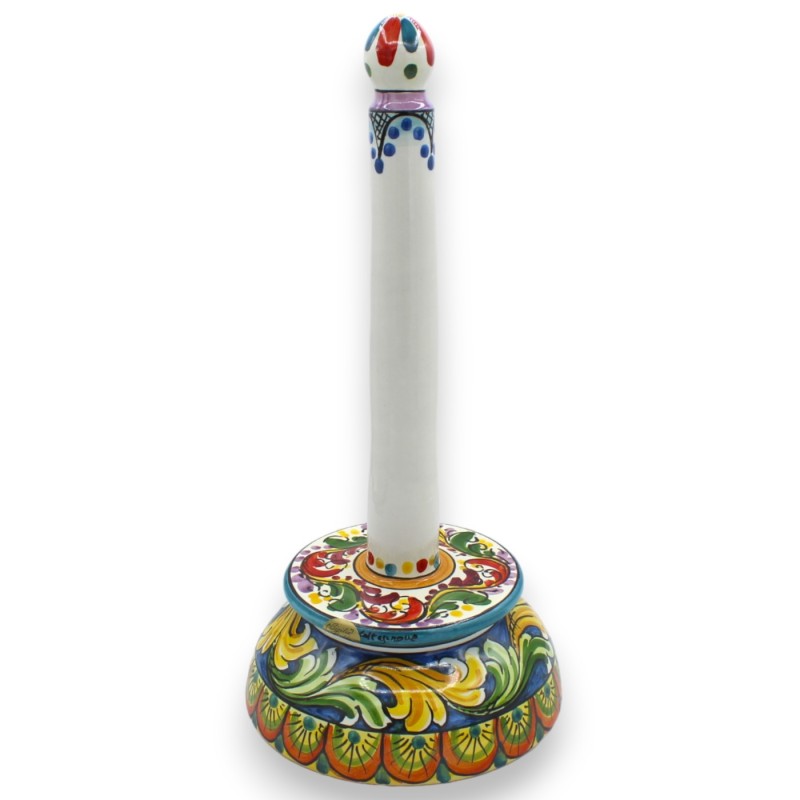 Küchenrollenhalter aus Caltagirone-Keramik, H 35 und Ø 17 cm ca. Sizilianische Karrendekoration - 