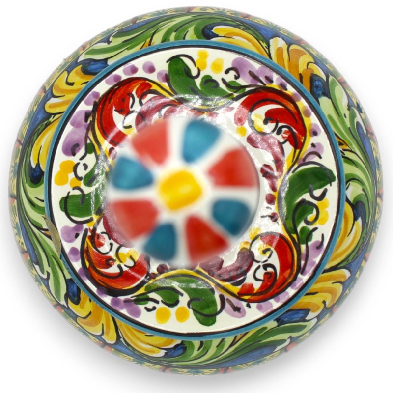 Küchenrollenhalter aus Caltagirone-Keramik, H 35 und Ø 17 cm ca. Sizilianische Karrendekoration - 