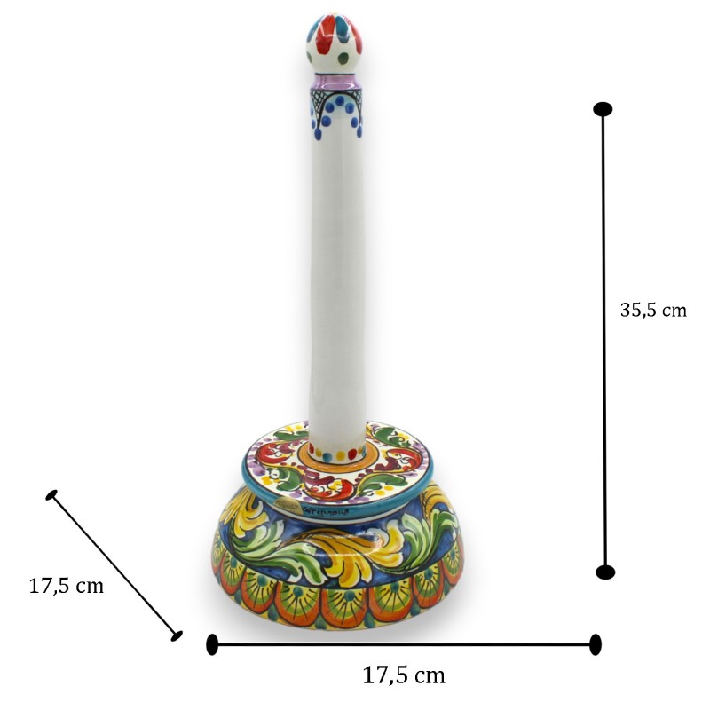 Küchenrollenhalter aus Caltagirone-Keramik, H 35 und Ø 17 cm ca. Sizilianische Karrendekoration - 
