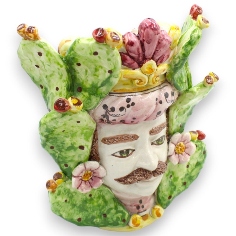Siciliaanse donkerbruine kop met kroon (1 stuk) h 25 cm ca. Caltagirone keramiek Toepassingen van bloemen en cactusvijgs