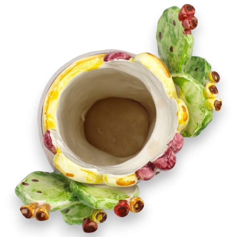 Sizilianischer dunkelbrauner Kopf mit Krone (1 Stück), H ca. 25 cm. Caltagirone-Keramik. Applikationen von Blumen und Fe